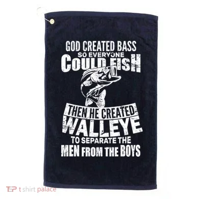 God Created Walleye Golf Towel