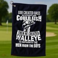 God Created Walleye Golf Towel thumb 1