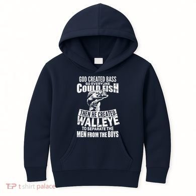 God Created Walleye Kids Hoodie