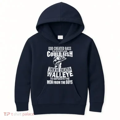 God Created Walleye Kids Hoodie