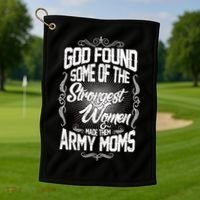 God Found Strong Army Moms Golf Towel thumb 1