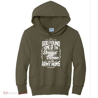 God Found Strong Army Moms Kids Hoodie