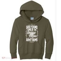 God Found Strong Army Moms Kids Hoodie thumb 0