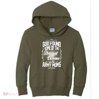 God Found Strong Army Moms Kids Hoodie thumb 0