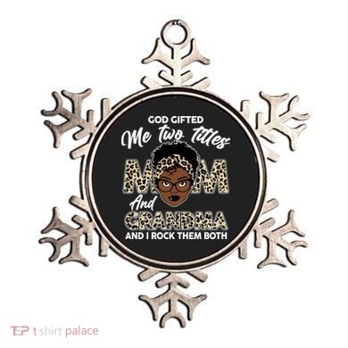 God Gifted Me Two Titles Mom and Grandma Leopard Style Ornament
