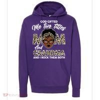 God Gifted Me Two Titles Mom and Grandma Leopard Style Hoodie thumb 0