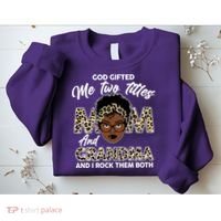 God Gifted Me Two Titles Mom and Grandma Leopard Style Sweatshirt thumb 2
