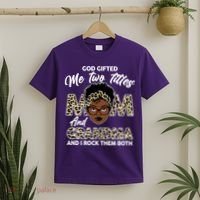 God Gifted Me Two Titles Mom and Grandma Leopard Style T-Shirt thumb 2