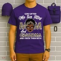 God Gifted Me Two Titles Mom and Grandma Leopard Style T-Shirt thumb 6
