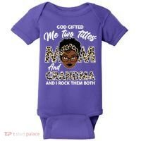 God Gifted Me Two Titles Mom and Grandma Leopard Style Baby Bodysuit thumb 0
