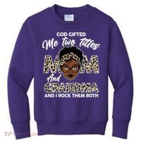 God Gifted Me Two Titles Mom and Grandma Leopard Style Kids Sweatshirt thumb 0