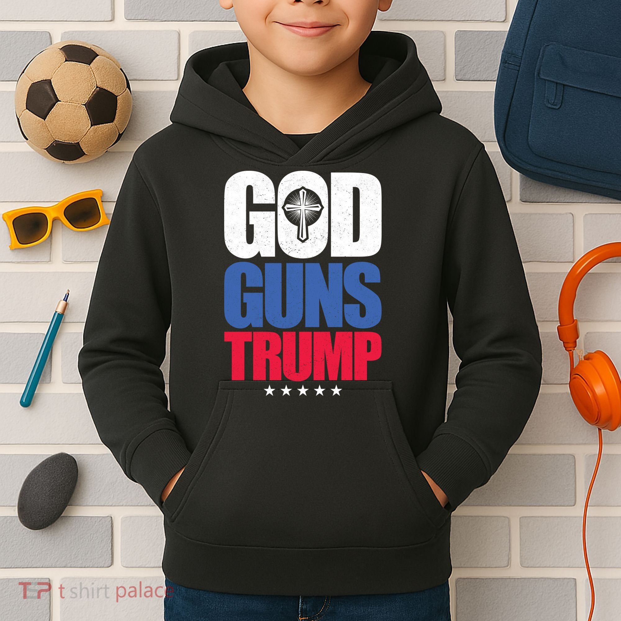God Guns & Donald Trump Kids Hoodie