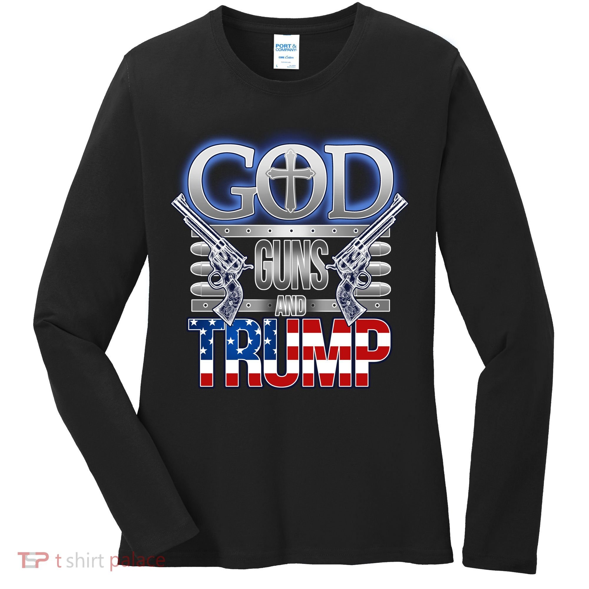 God Guns And Donald Trump Women's Long Sleeve Shirt