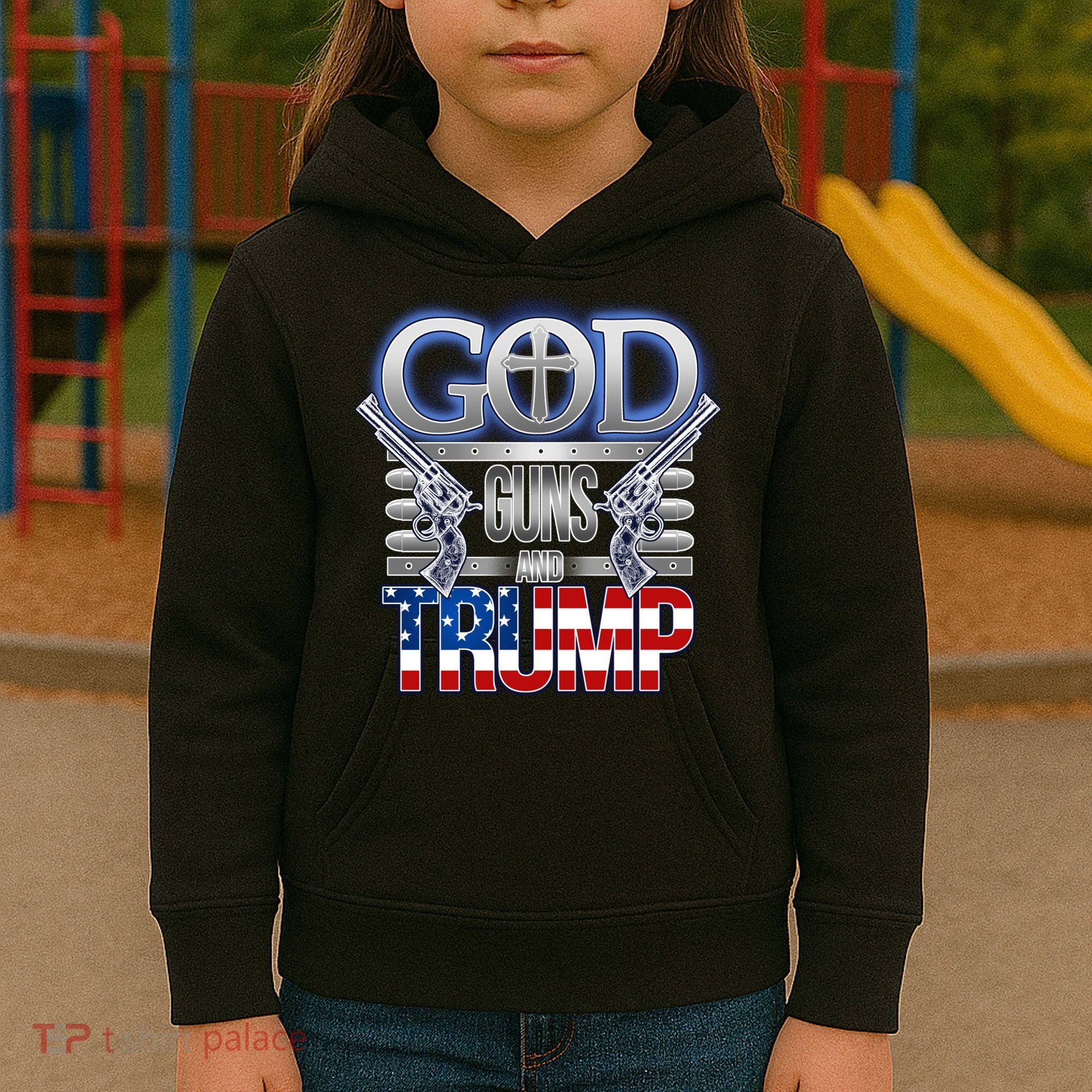 God Guns And Donald Trump Kids Hoodie
