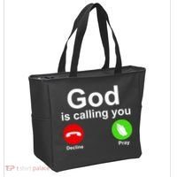 God Is Calling Decline or Pray Tote Bag thumb 2