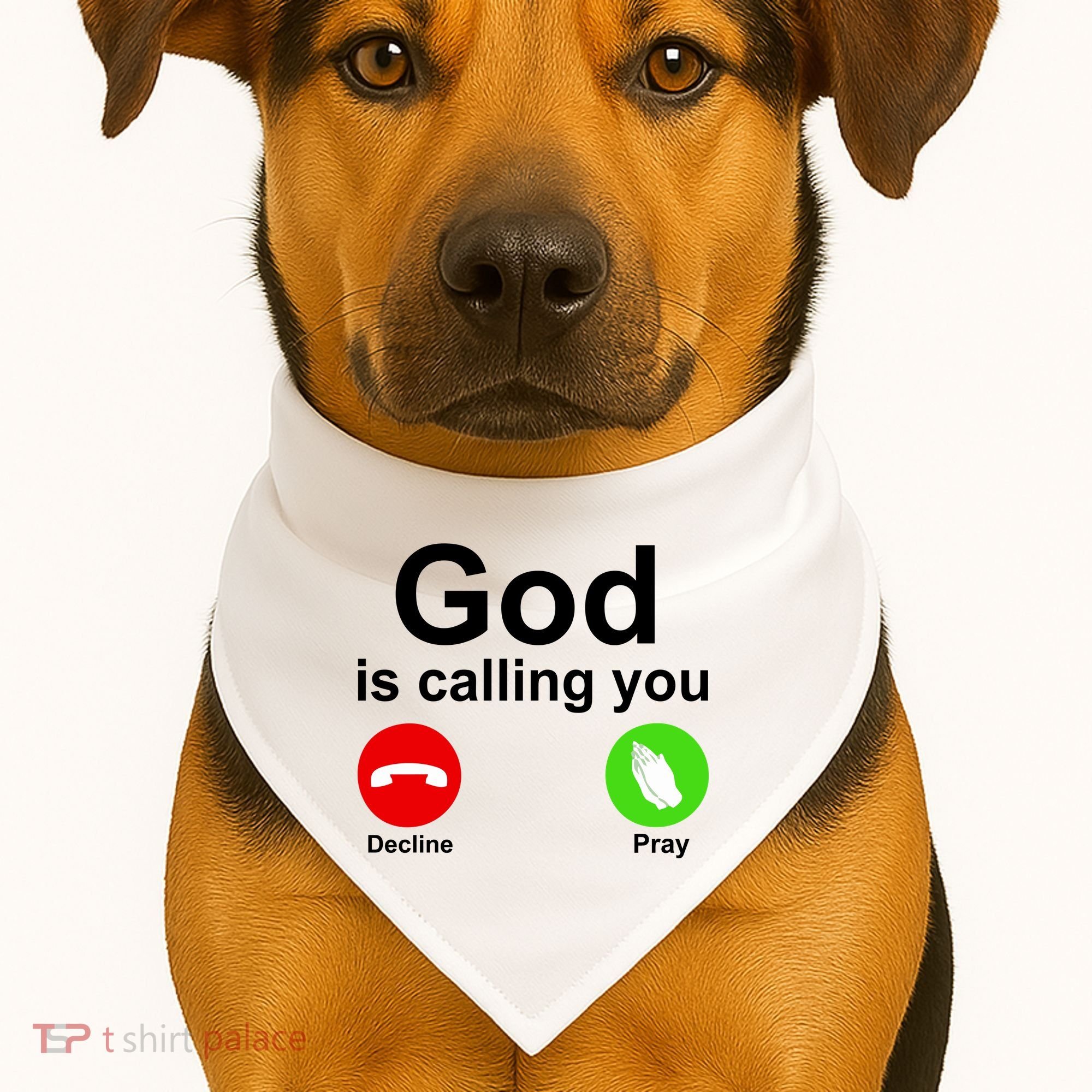 God Is Calling Decline or Pray USA-Made Doggie Bandana