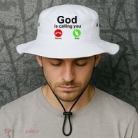 God Is Calling Decline or Pray Bucket Hat thumb 2