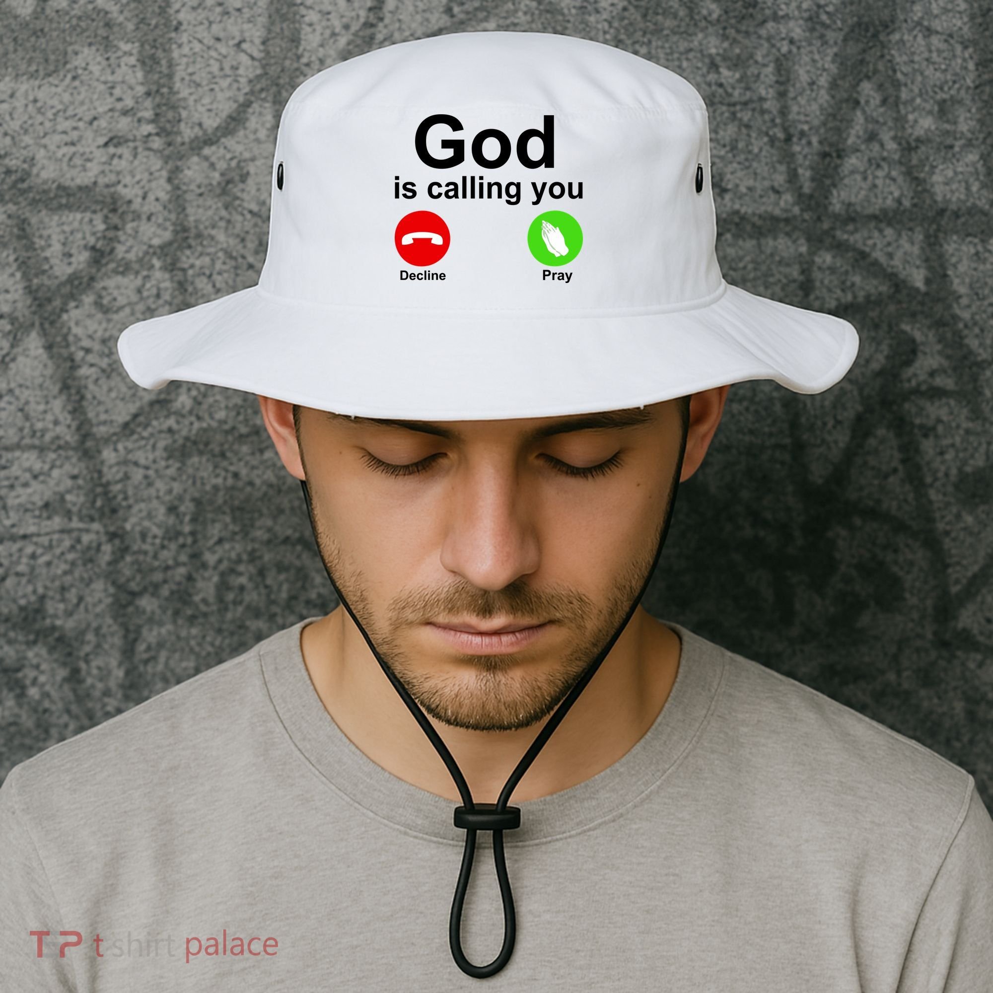God Is Calling Decline or Pray Bucket Hat