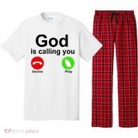 God Is Calling Decline or Pray Pajama Set thumb 0