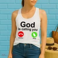 God Is Calling Decline or Pray Women's Tank Top thumb 2