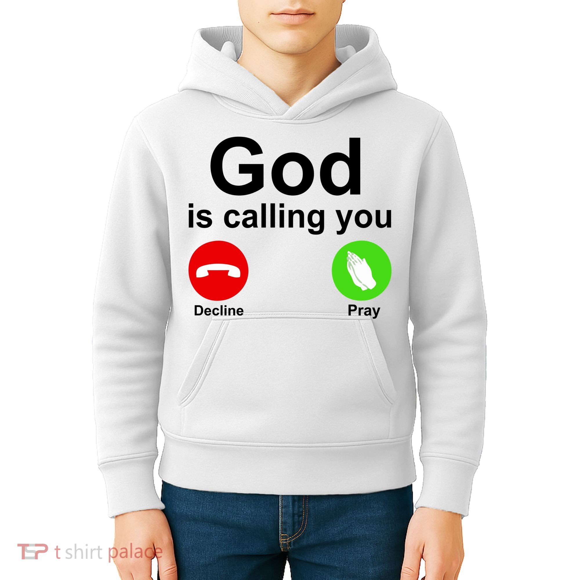 God Is Calling Decline or Pray Kids Hoodie