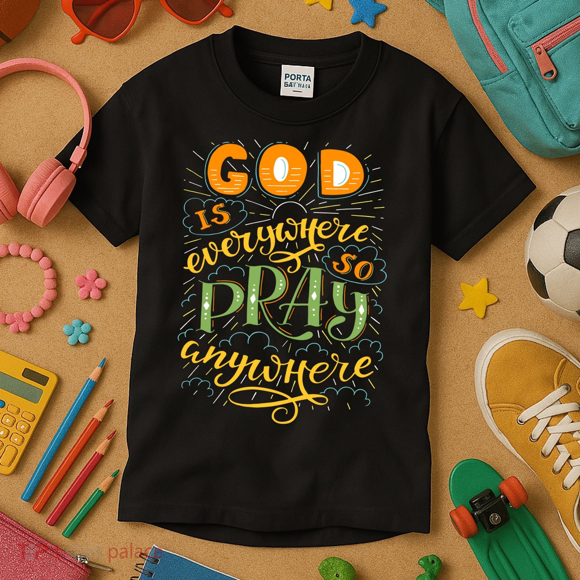 God is Everywhere So Pray Anywhere Kids T-Shirt