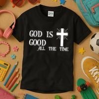 God Is Good All The Time With Cross Kids T-Shirt thumb 3