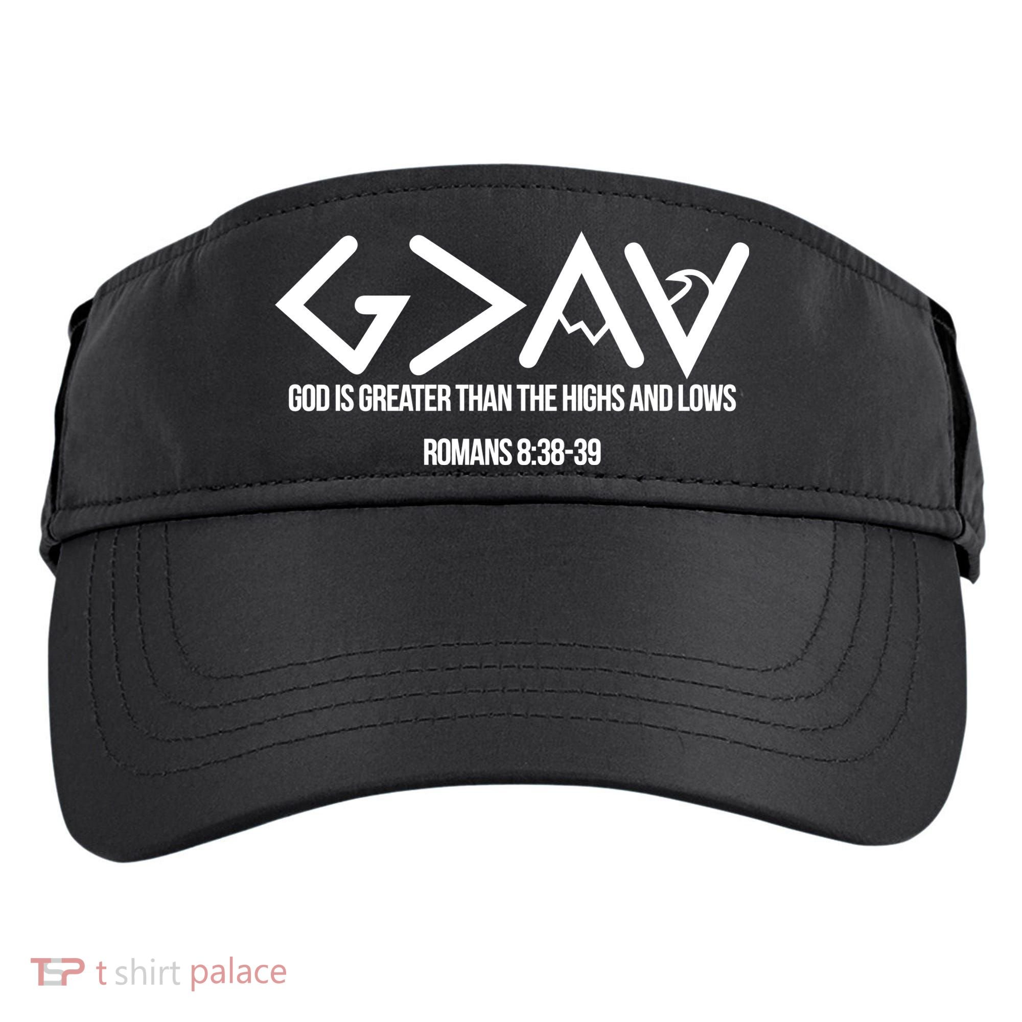 God Is Greater Romans 3:38 Adult Drive Performance Visor