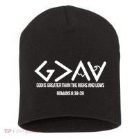 God Is Greater Romans 3:38 Short Acrylic Beanie thumb 0