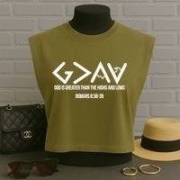 God Is Greater Romans 3:38 Garment-Dyed Women's Muscle Tee thumb 3
