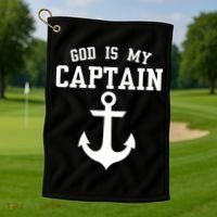 God Is My Captain Golf Towel thumb 1