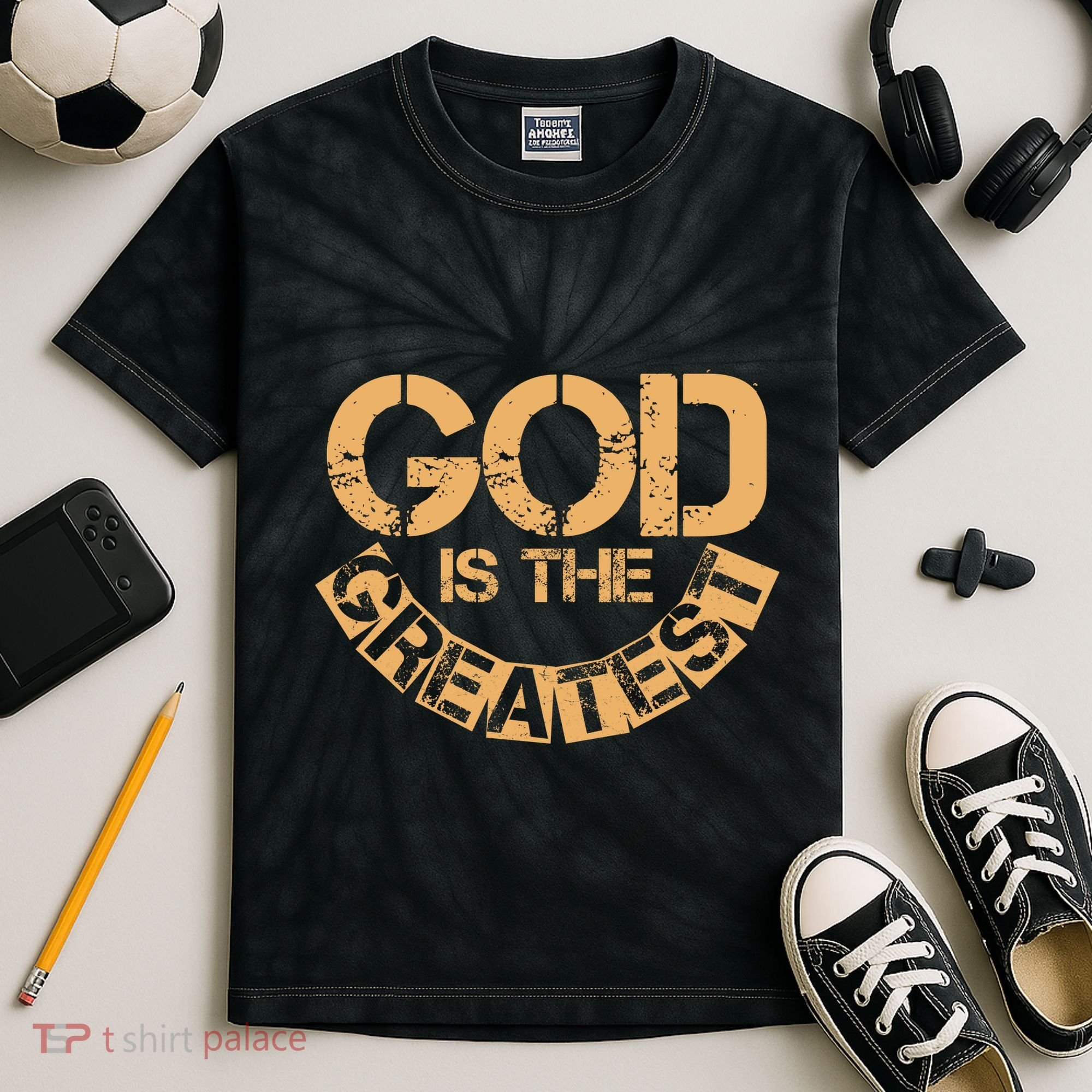 GOD is the Greatest Army Stamp Print Kids Tie-Dye T-Shirt