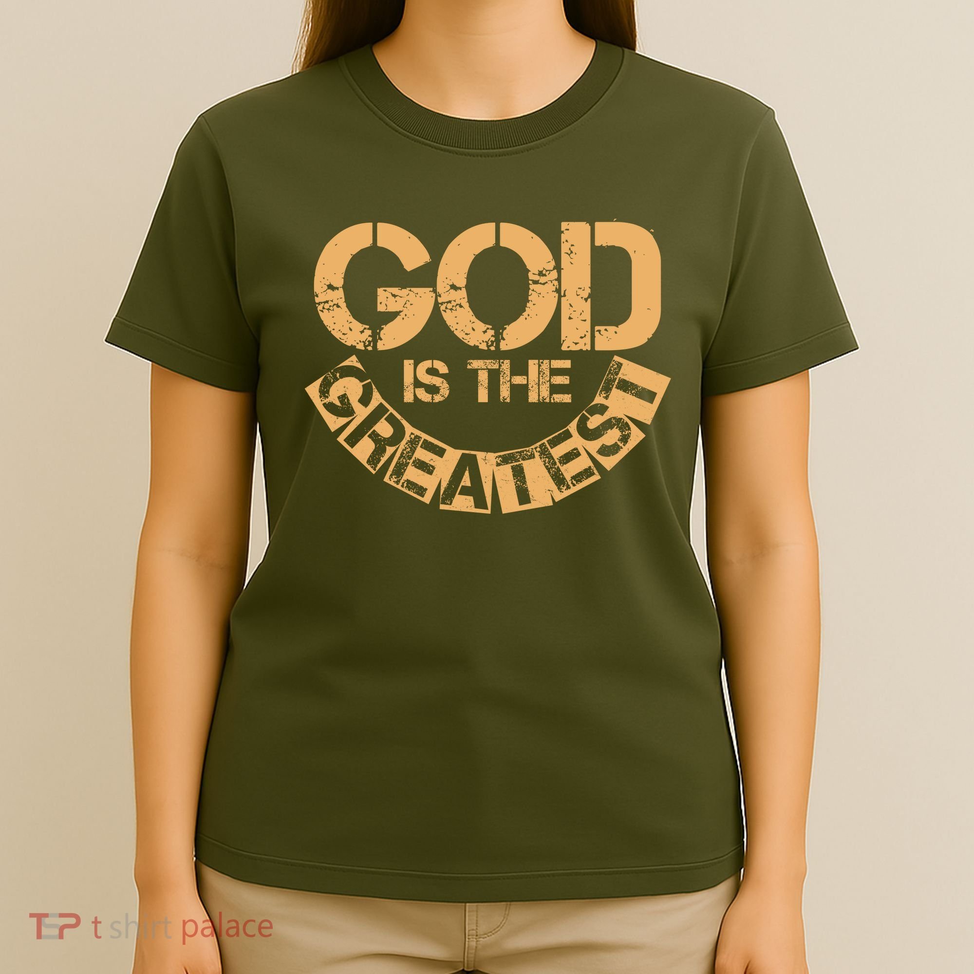 GOD is the Greatest Army Stamp Print T-Shirt