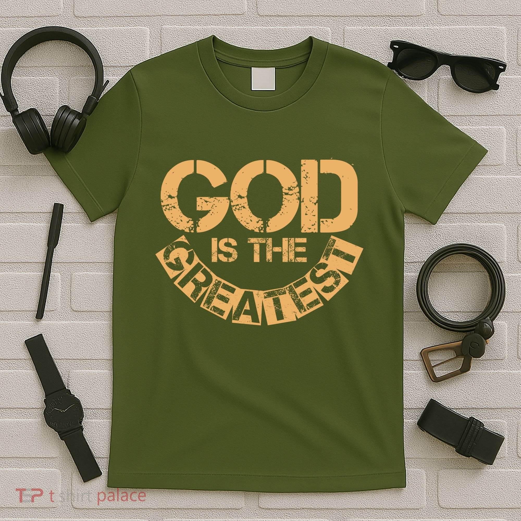 GOD is the Greatest Army Stamp Print T-Shirt