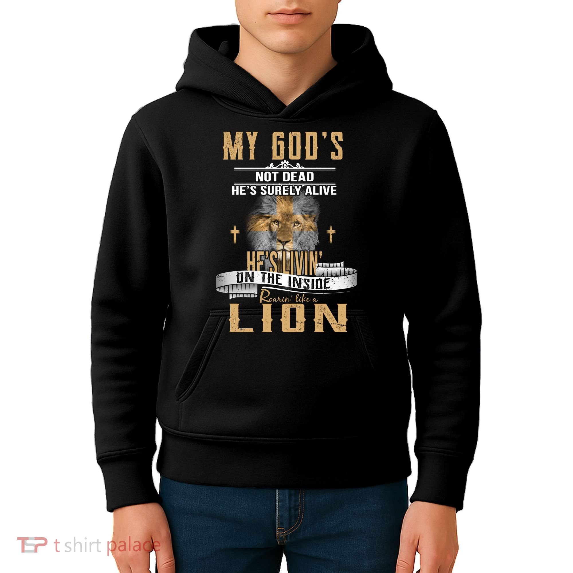 God Living On The Inside Roaring Like A Lion Kids Hoodie