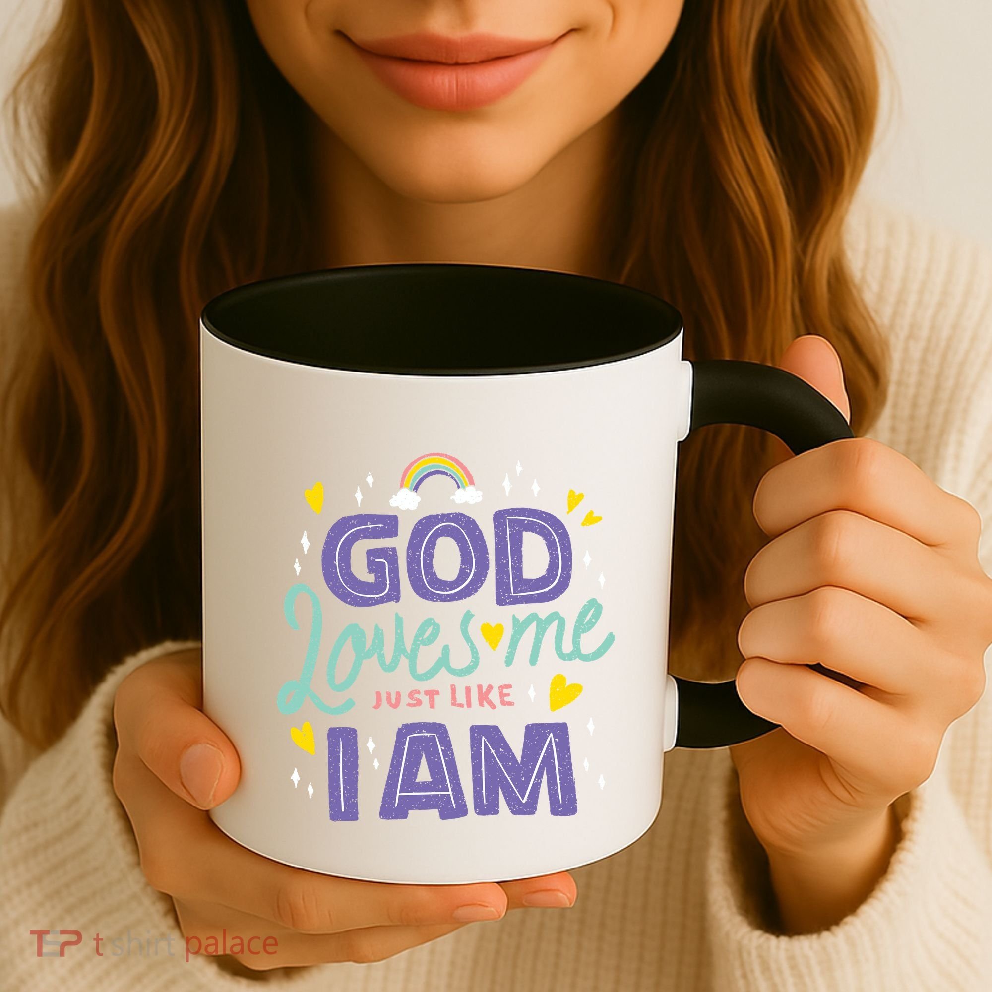 God Loves Me Just Like I Am Coffee Mug