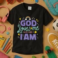 God Loves Me Just Like I Am Kids T-Shirt thumb 3