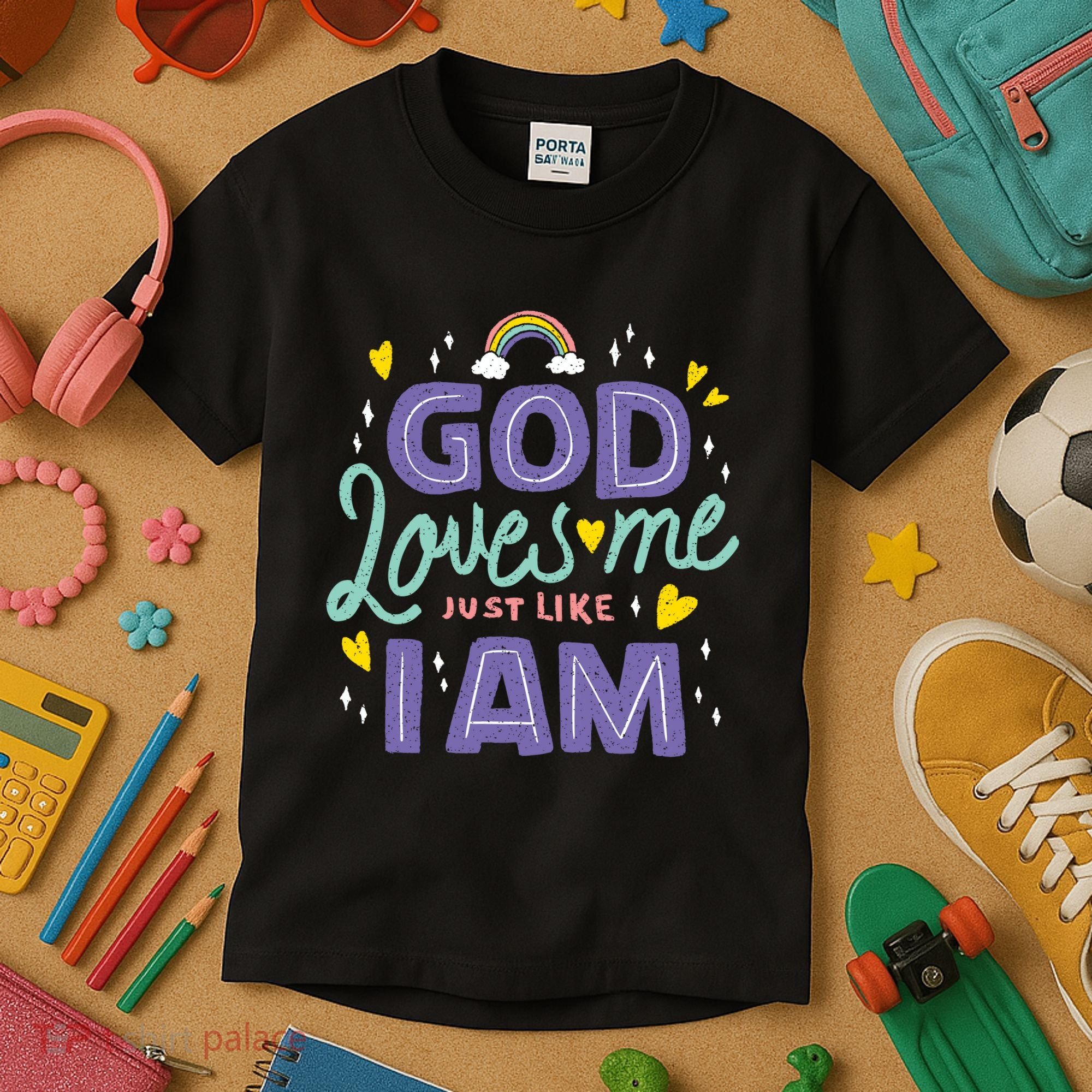 God Loves Me Just Like I Am Kids T-Shirt