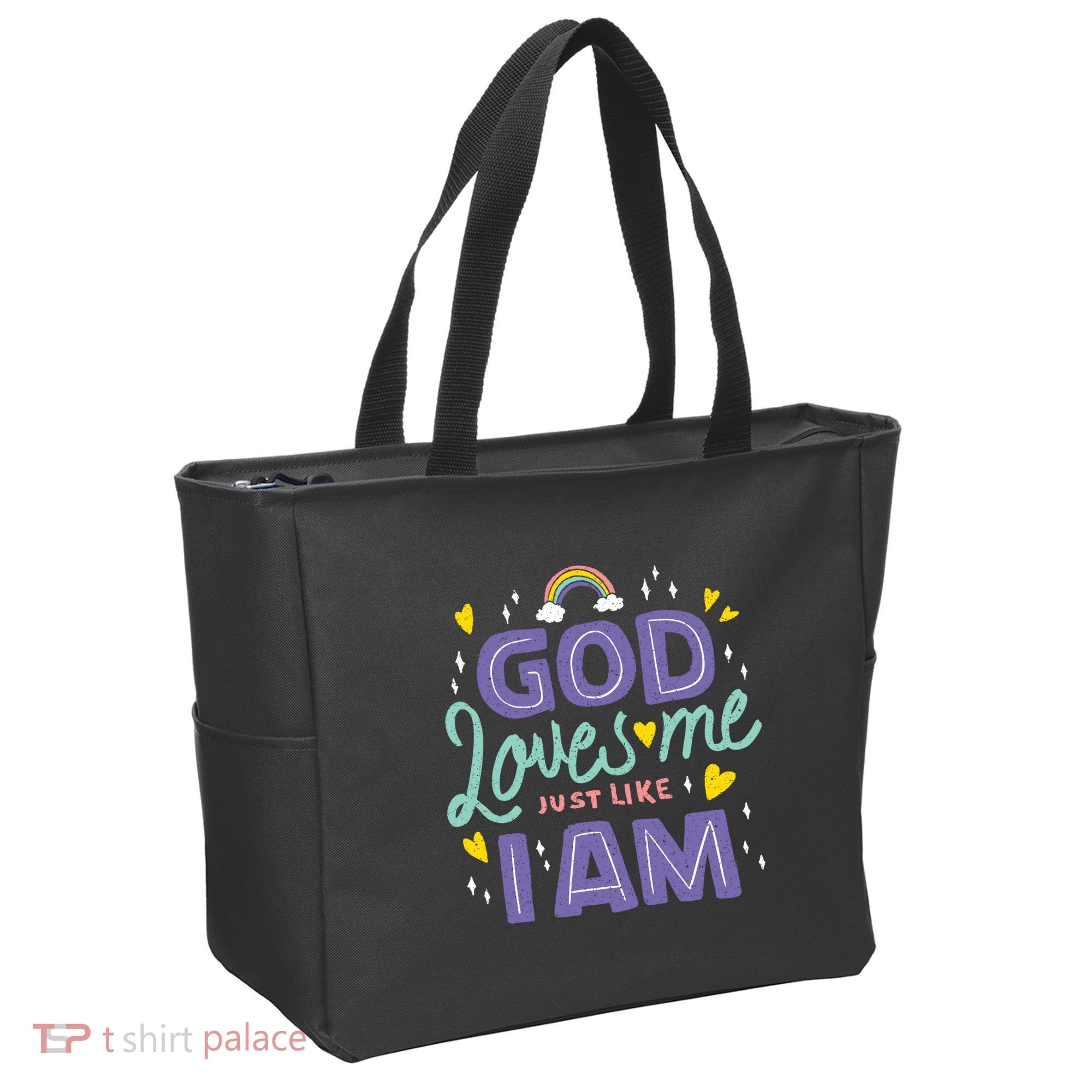 God Loves Me Just Like I Am Tote Bag