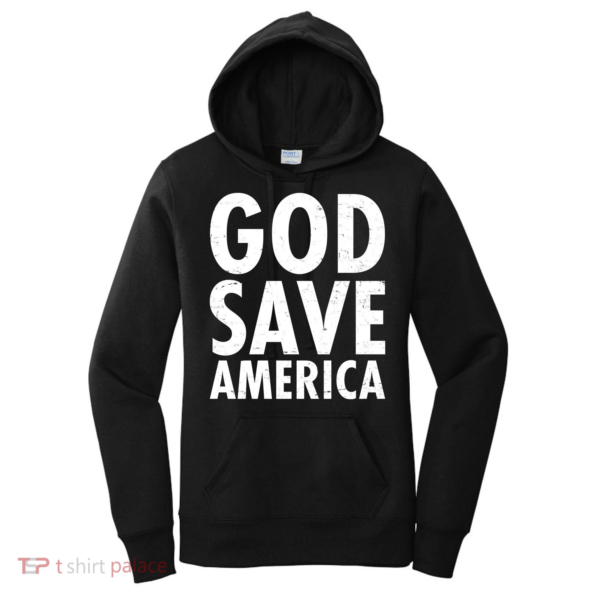 God Save America USA Religious Women's Hoodie