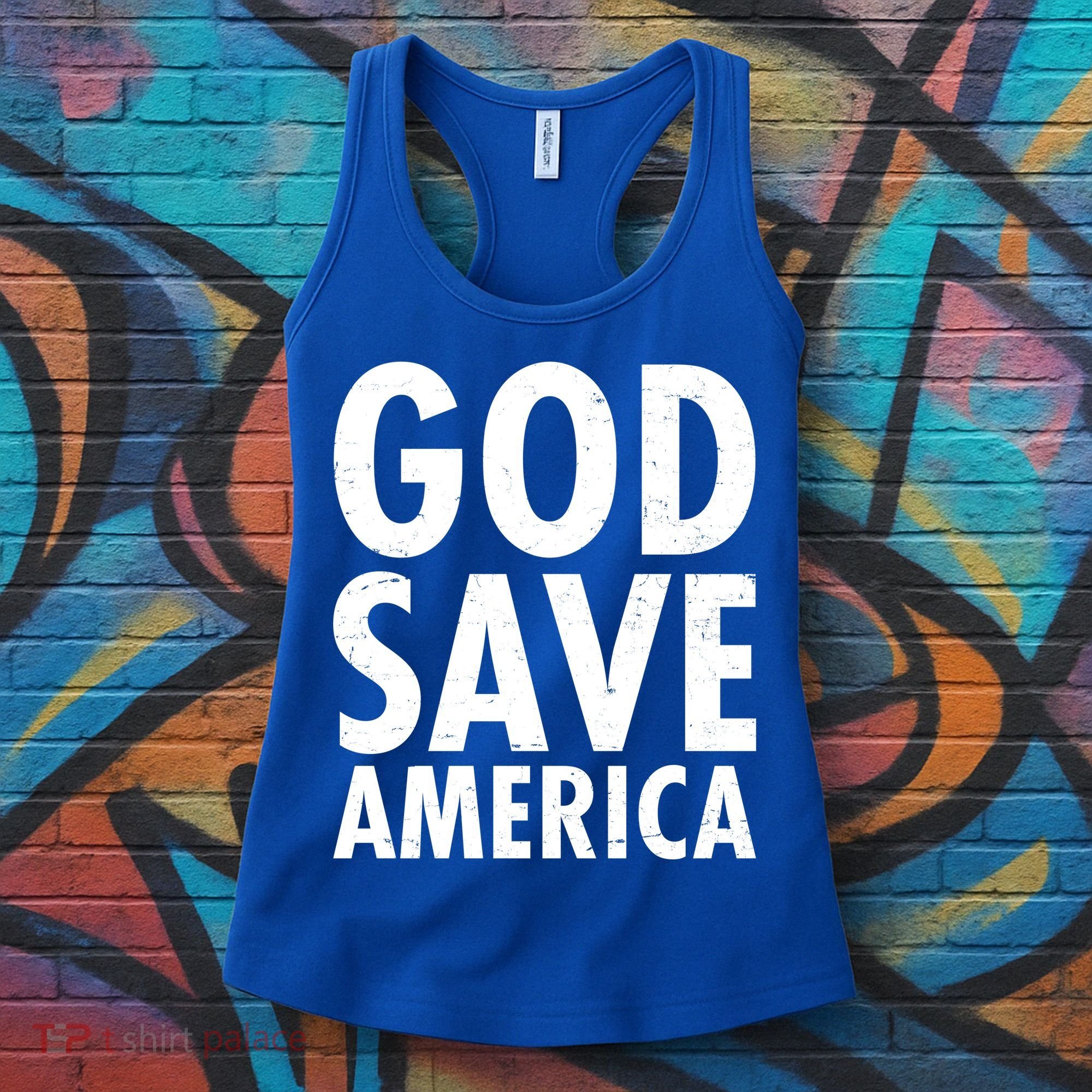 God Save America USA Religious Women's Tank Top