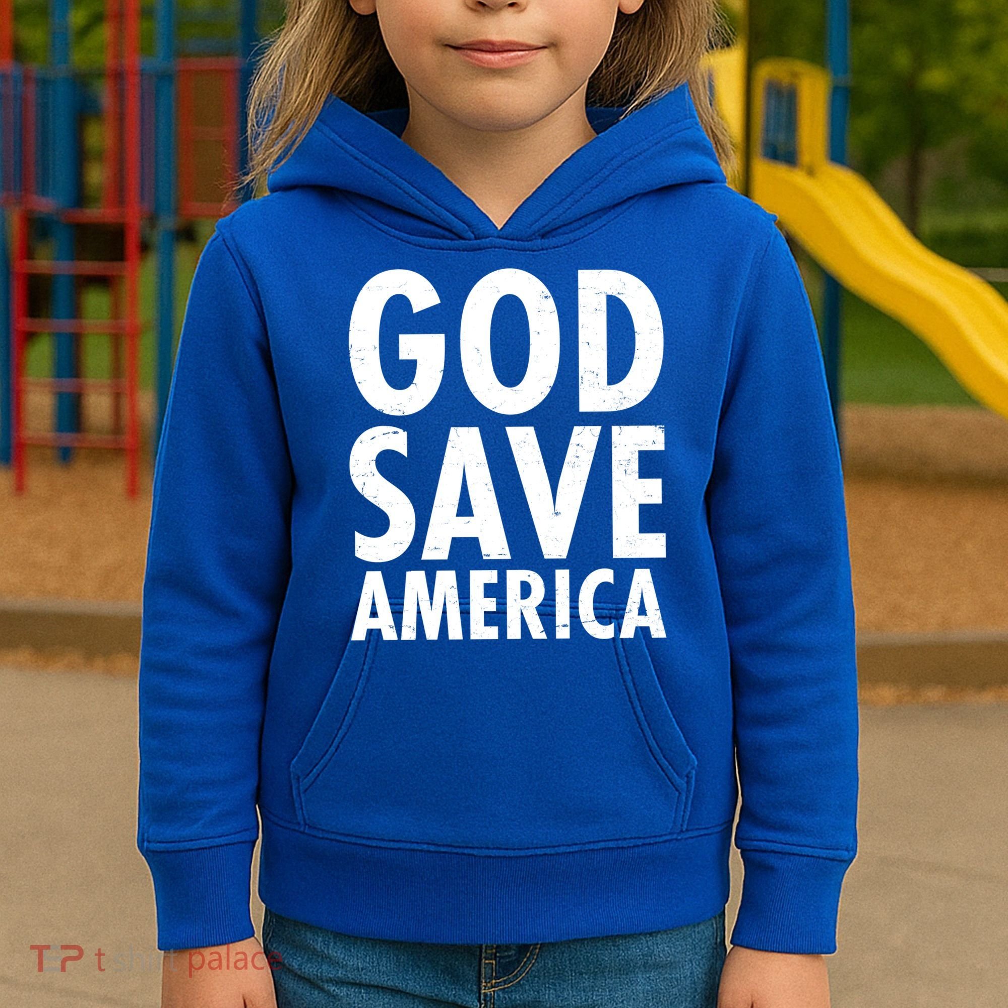 God Save America USA Religious Kids Hoodie