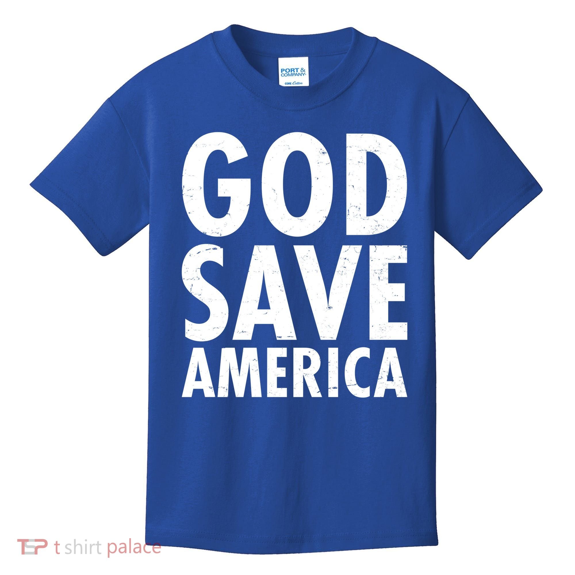 God Save America USA Religious Kids T-Shirt