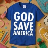 God Save America USA Religious Kids T-Shirt thumb 3