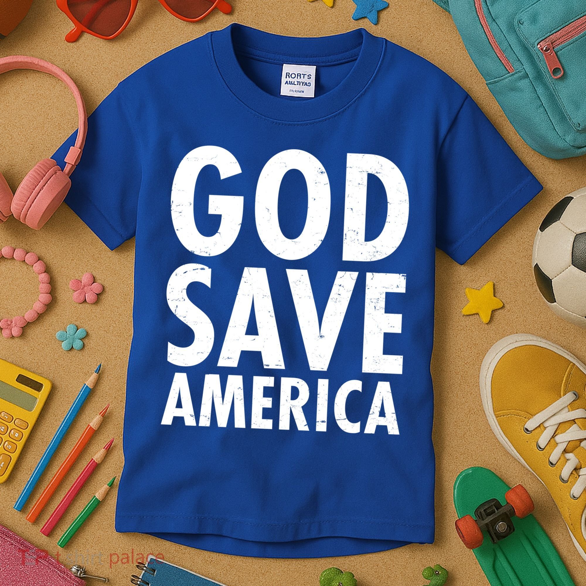 God Save America USA Religious Kids T-Shirt