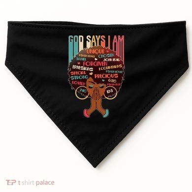 God Says I Am Praying Black Woman USA-Made Doggie Bandana