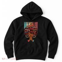 God Says I Am Praying Black Woman Hoodie thumb 0