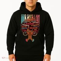 God Says I Am Praying Black Woman Hoodie thumb 2