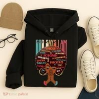 God Says I Am Praying Black Woman Hoodie thumb 4