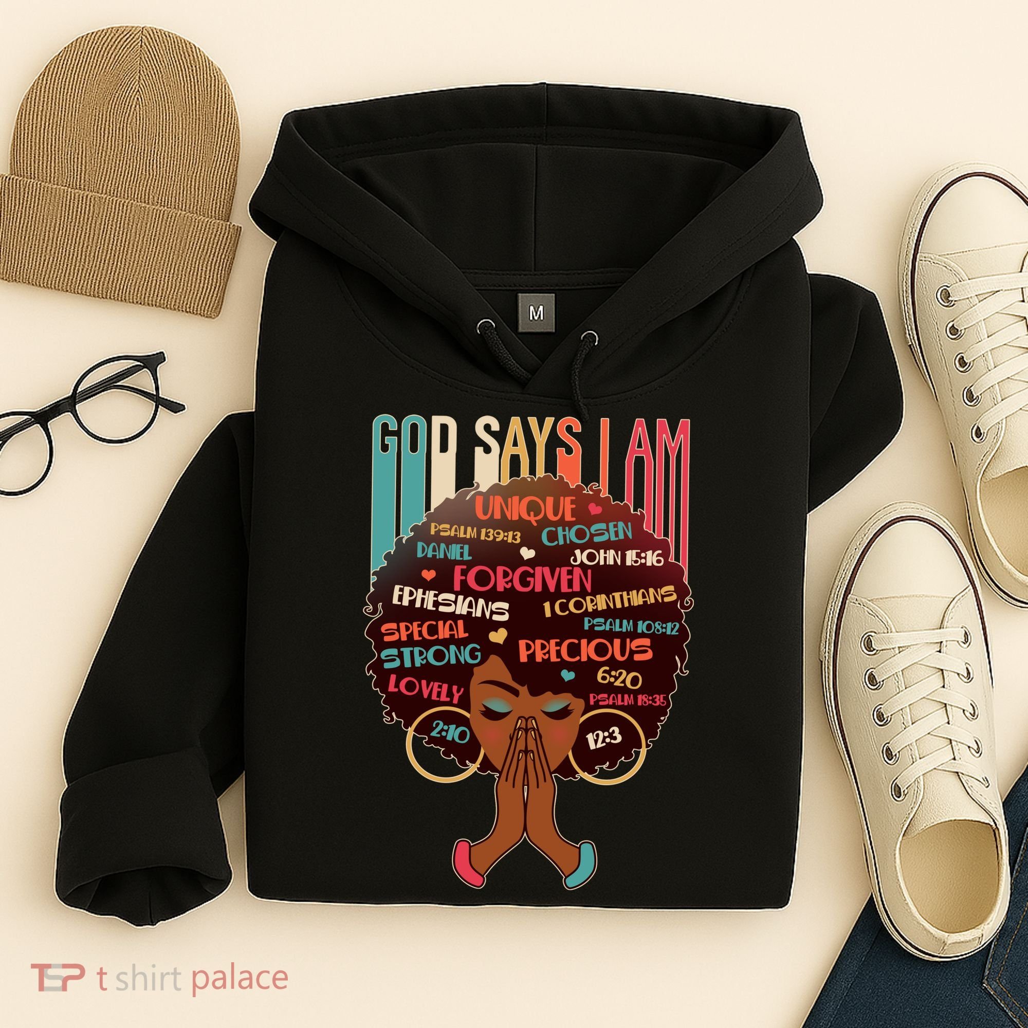 God Says I Am Praying Black Woman Hoodie